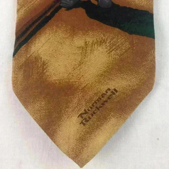 Norman Rockwell Green Multi-Color Silk 58" x 4" - Picture 2 of 5